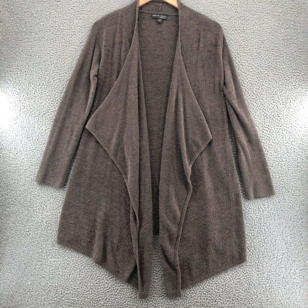 Barefoot Dreams Cardigan Women Large Taupe Calypso Cozychic Lite Knit Open Front